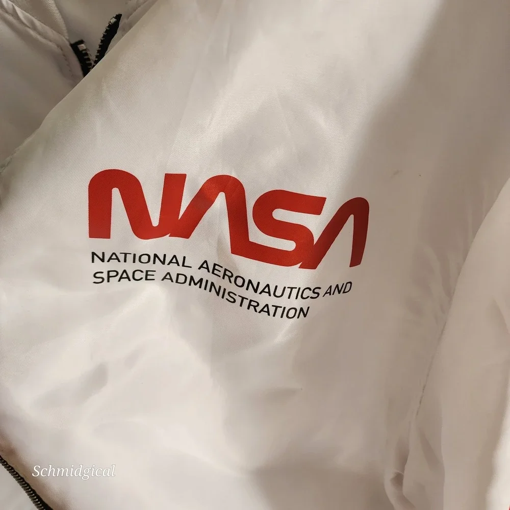 Bleecker & Mercer NASA Space Explorer Bomber Jacket White Mens 3XL Flight Tag